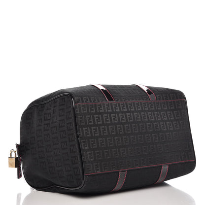 Fendi Zucchino Forever Boston Top Handle Bag Black Fuschia 4 of 8