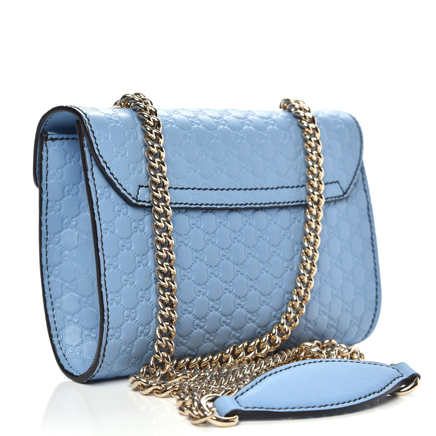 Gucci Soft Microguccissima Mini Emily Chain Shoulder Bag Mineral Blue 3 of 10
