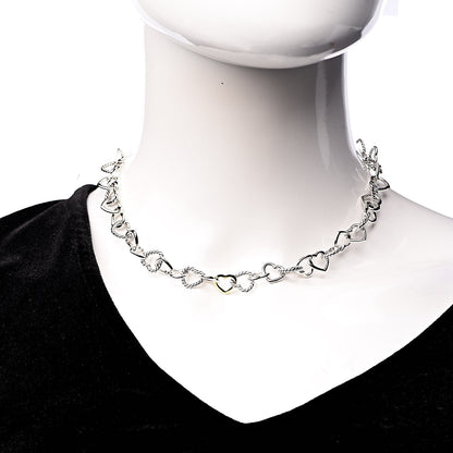 David Yurman Sterling Silver 18K Yellow Gold Cable Heart Link Necklace 2 of 7