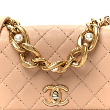 Chanel Calfskin Quilted Pearl Jewel Chain Flap Beige 9 of 11