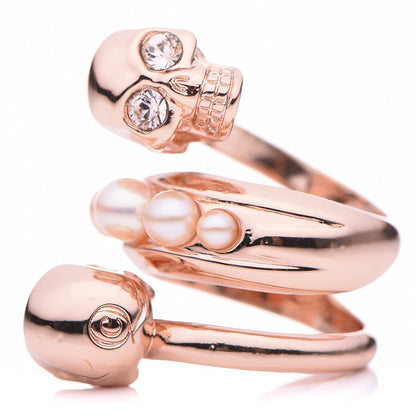 Alexander McQueen Pearl Spiral Double Skull Ring 51.9 6 Rose Gold 3 of 8