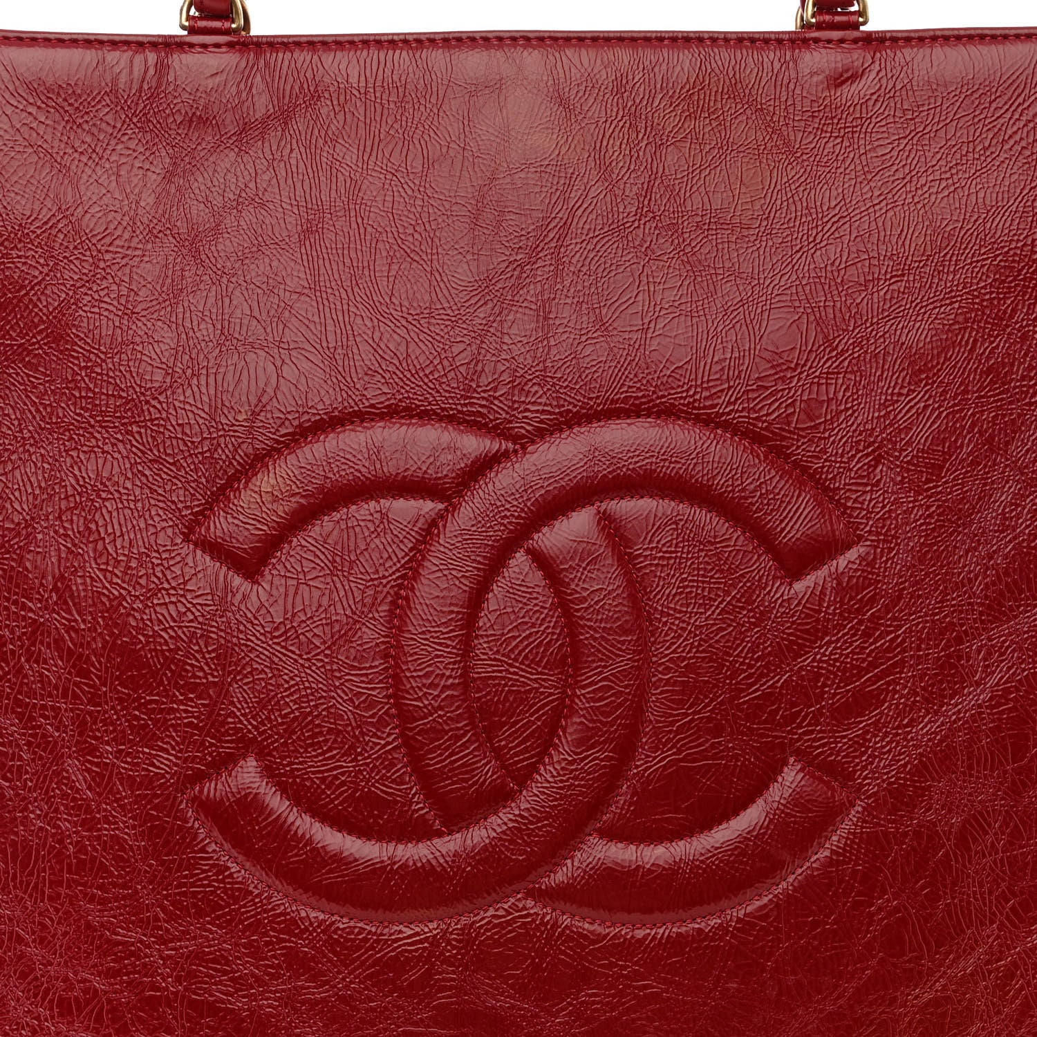 Chanel Shiny Aged Calfskin North South Shopping Bag Red 8 of 10