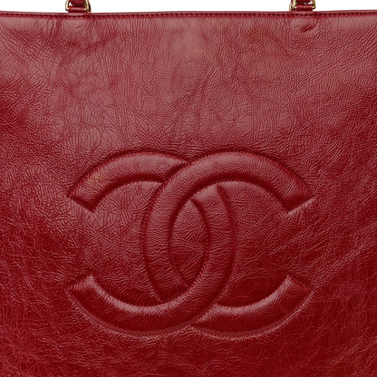 Chanel Shiny Aged Calfskin North South Shopping Bag Red 8 of 10