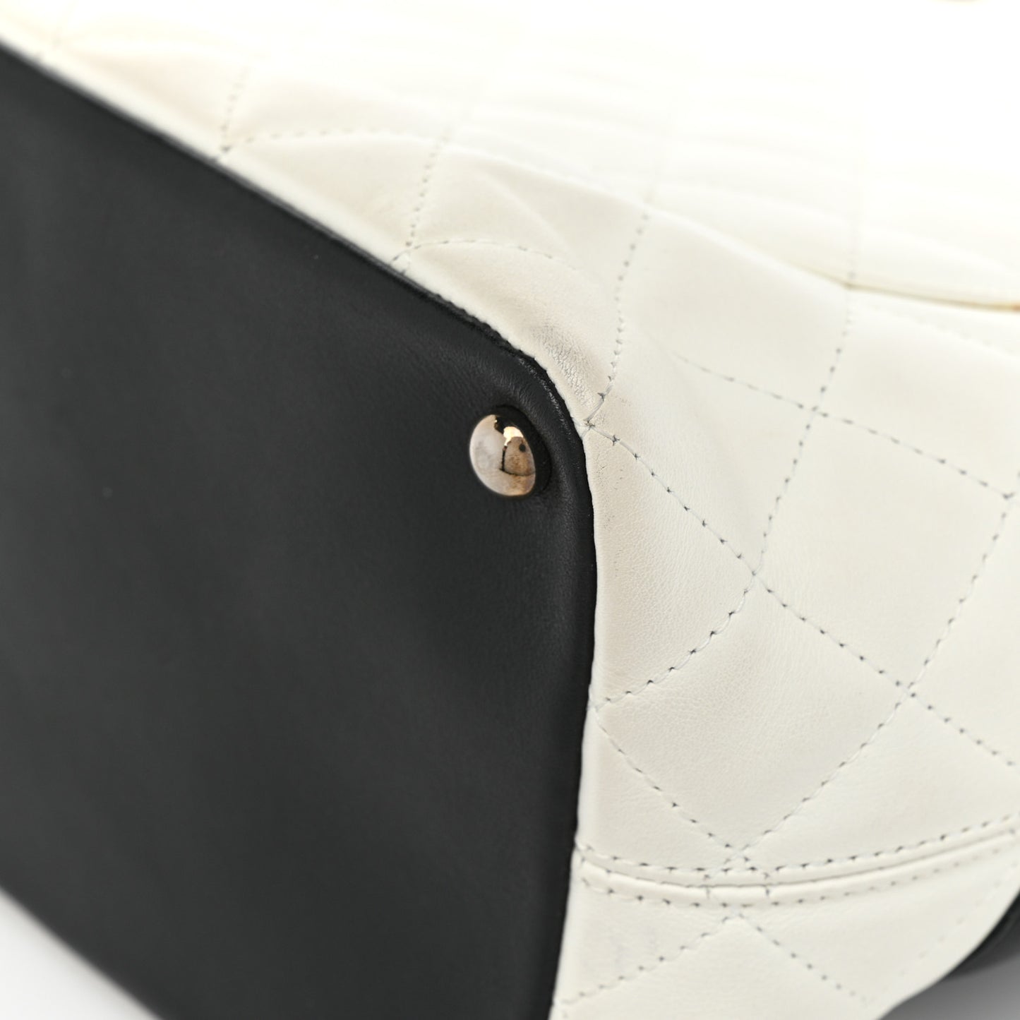 Calfskin Quilted Medium Cambon Tote White Black