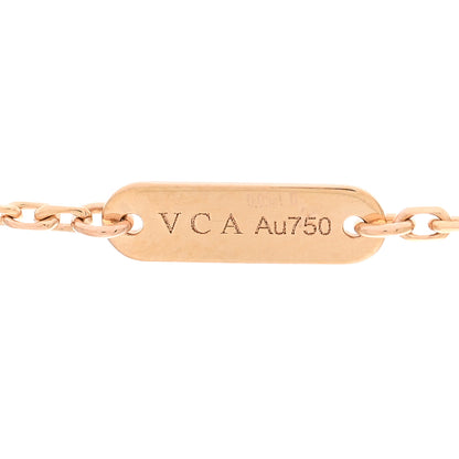 Van Cleef & Arpels 18K Rose Gold Diamond Pink Porcelain Vintage Alhambra Pendant Necklace 5 of 6