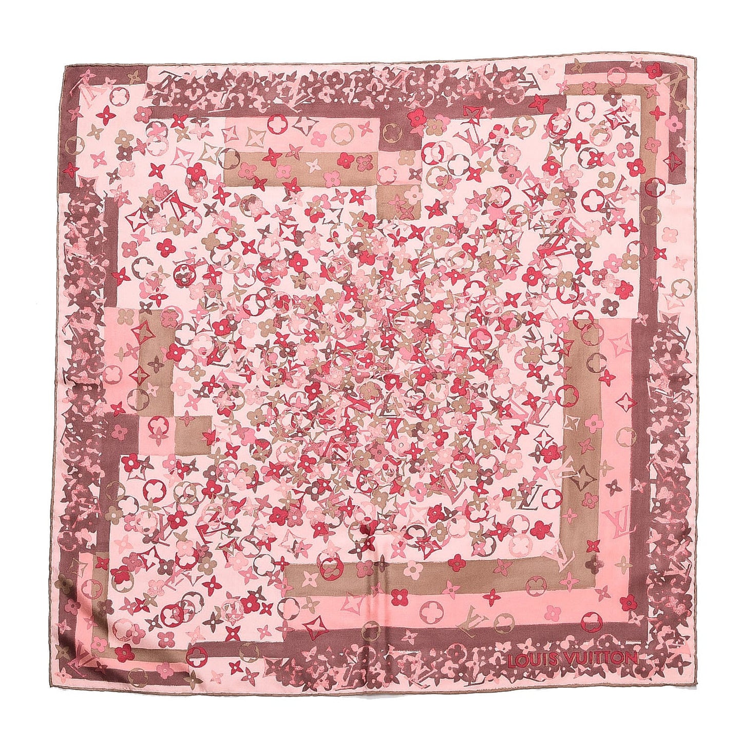 Silk Monogram Arty Square Scarf Pale Pink
