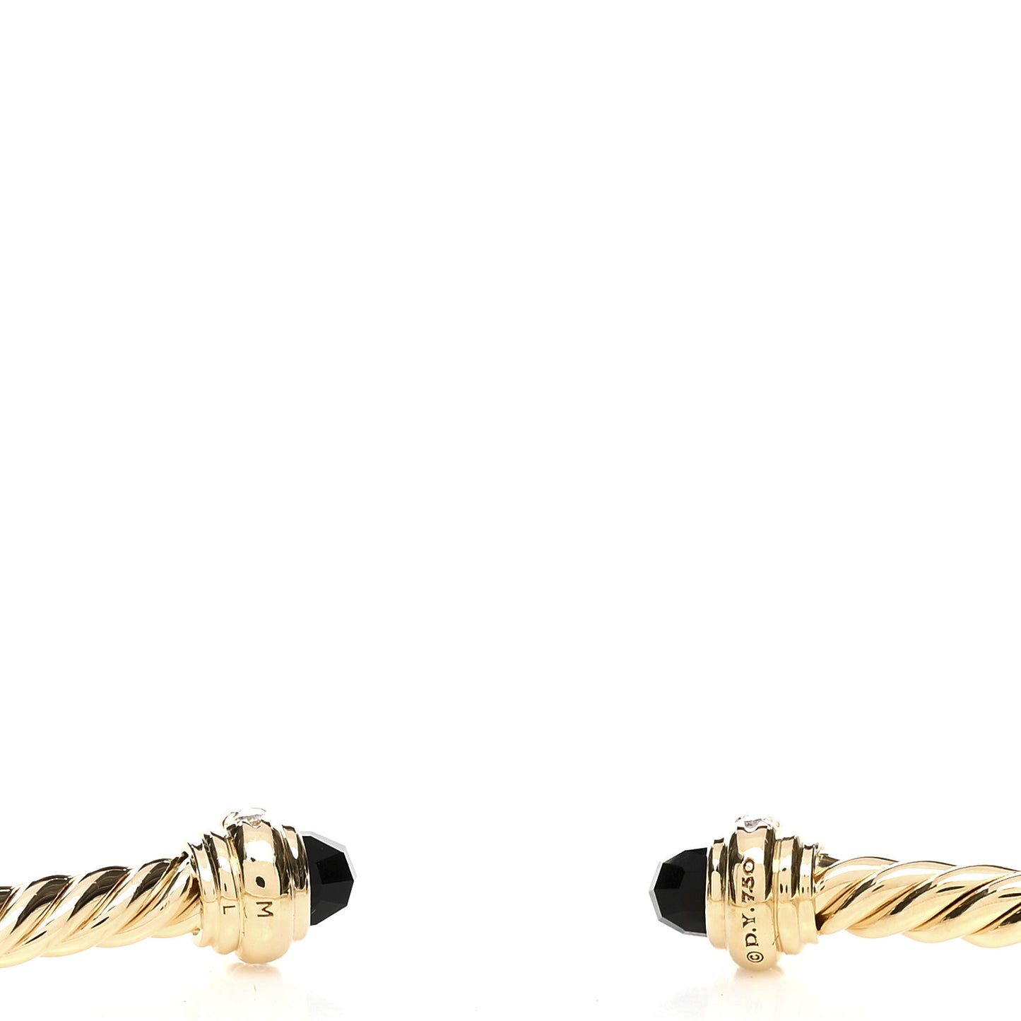 18K Yellow Gold Diamond Black Onyx 3mm Cablespira Bracelet