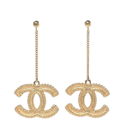 Chanel CC Drop Earrings Matte Gold 1 of 5