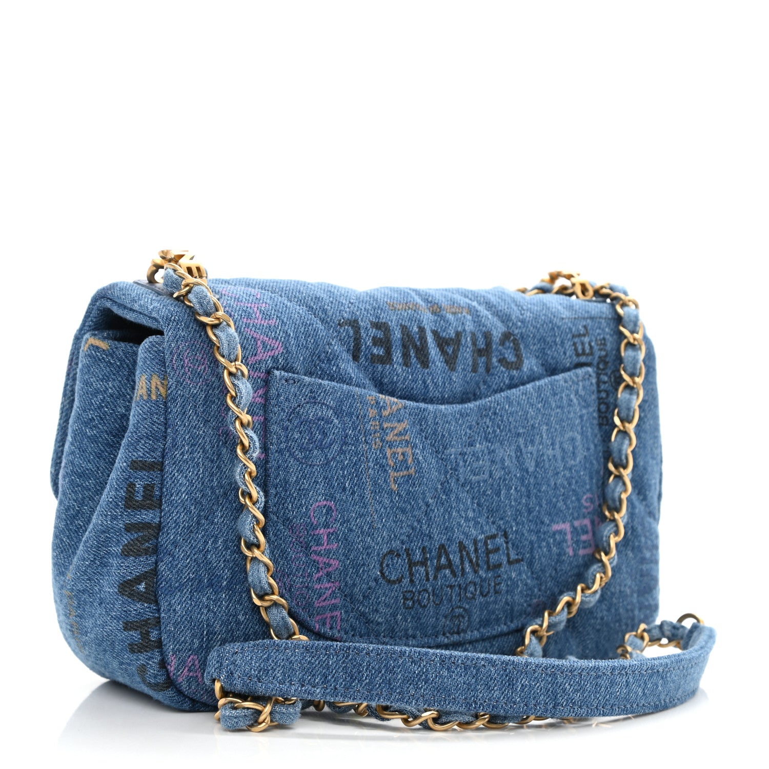 Chanel Denim Quilted Mini Denim Mood Rectangular Flap Blue Multicolor 3 of 8