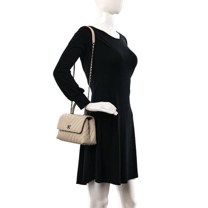 Chanel Caviar Chevron Quilted Mini Coco Handle Flap Beige 2 of 9