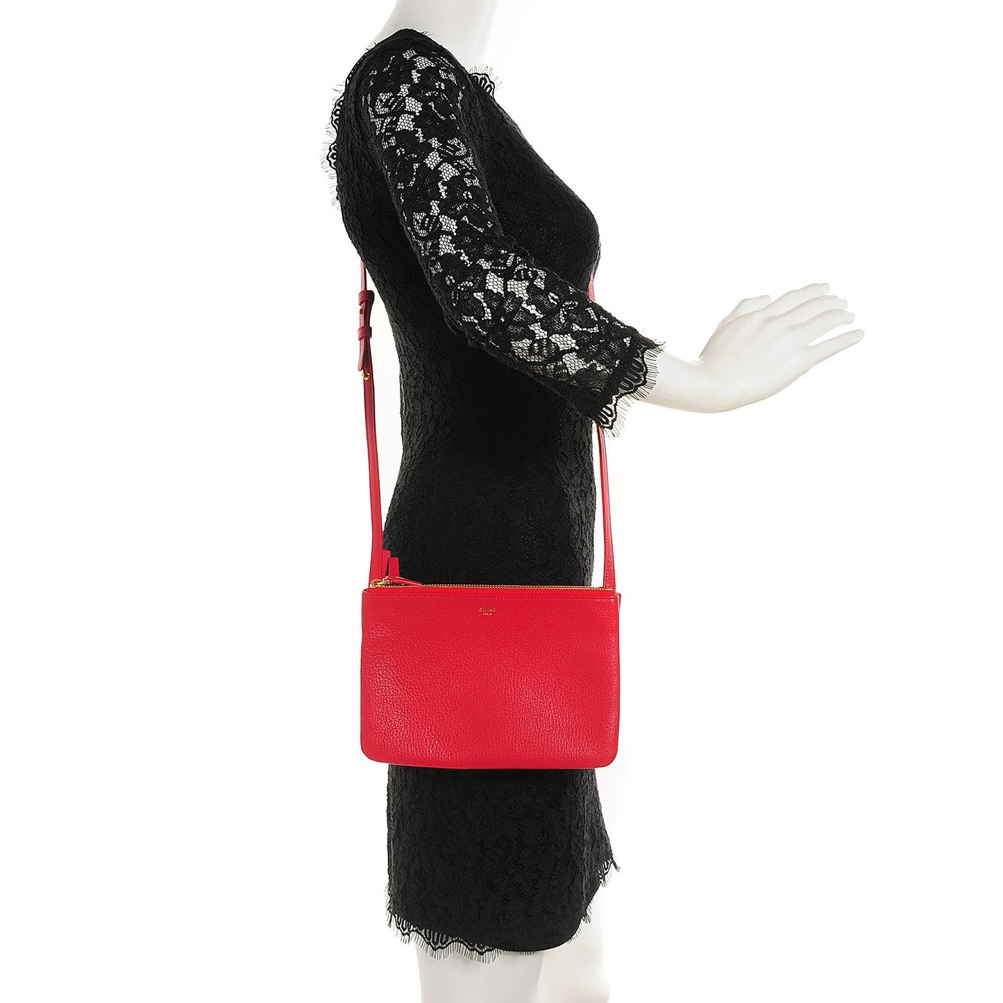 Goatskin Small Trio Crossbody Bag Scarlet