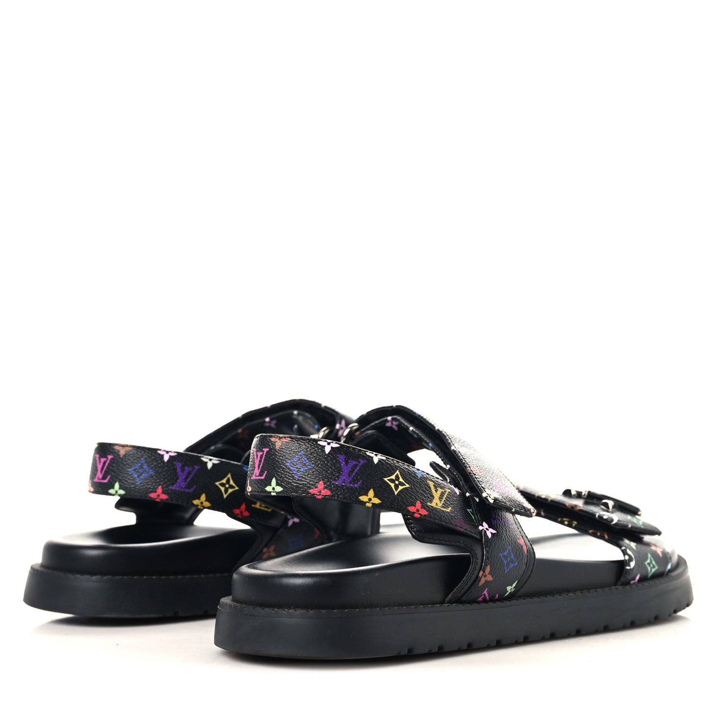 LV X TM Monogram Multicolor Sunset Flat Sandals 41 Black