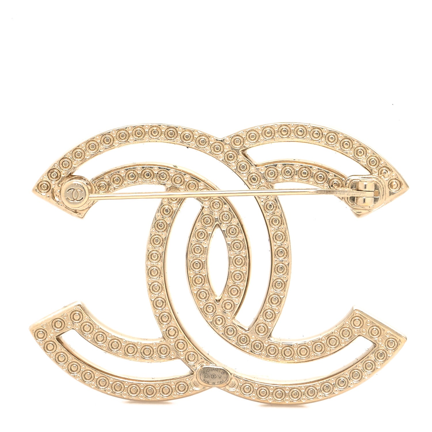 Chanel Crystal CC Brooch Light Gold 3 of 4