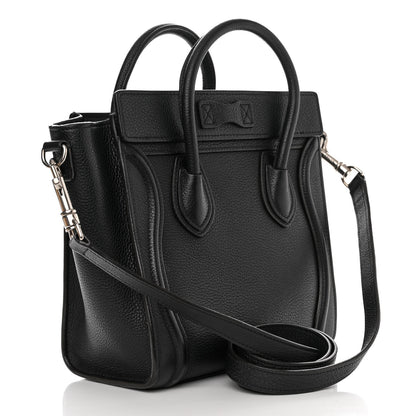 Celine Drummed Calfskin Nano Luggage Black 3 of 11