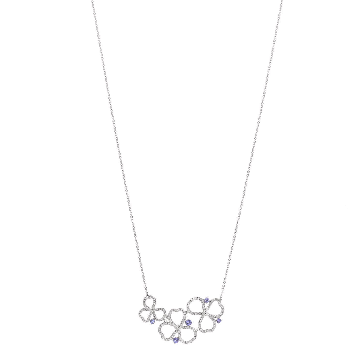 Tiffany Platinum Diamond Tanzanite Paper Flowers Open Cluster Pendant Necklace 1 of 6