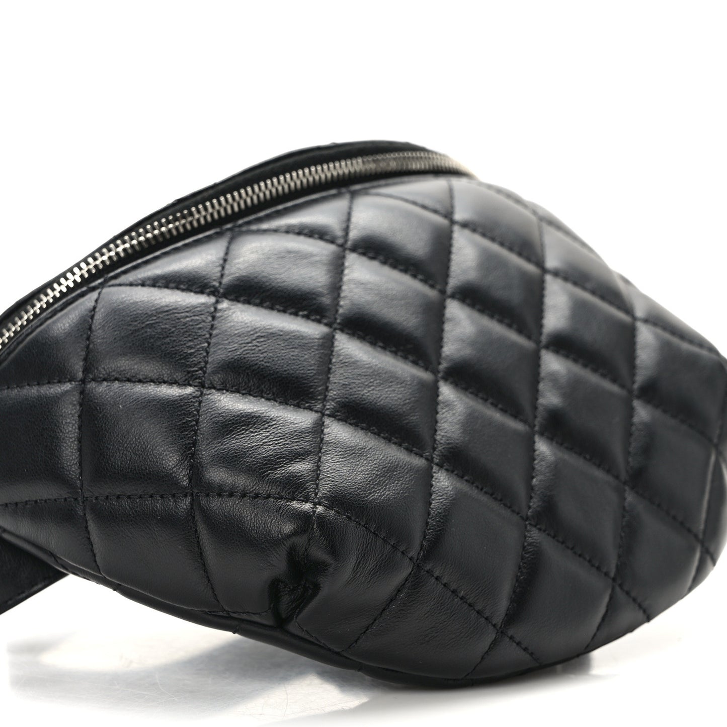 Calfskin Quilted Waist Belt Bag Black