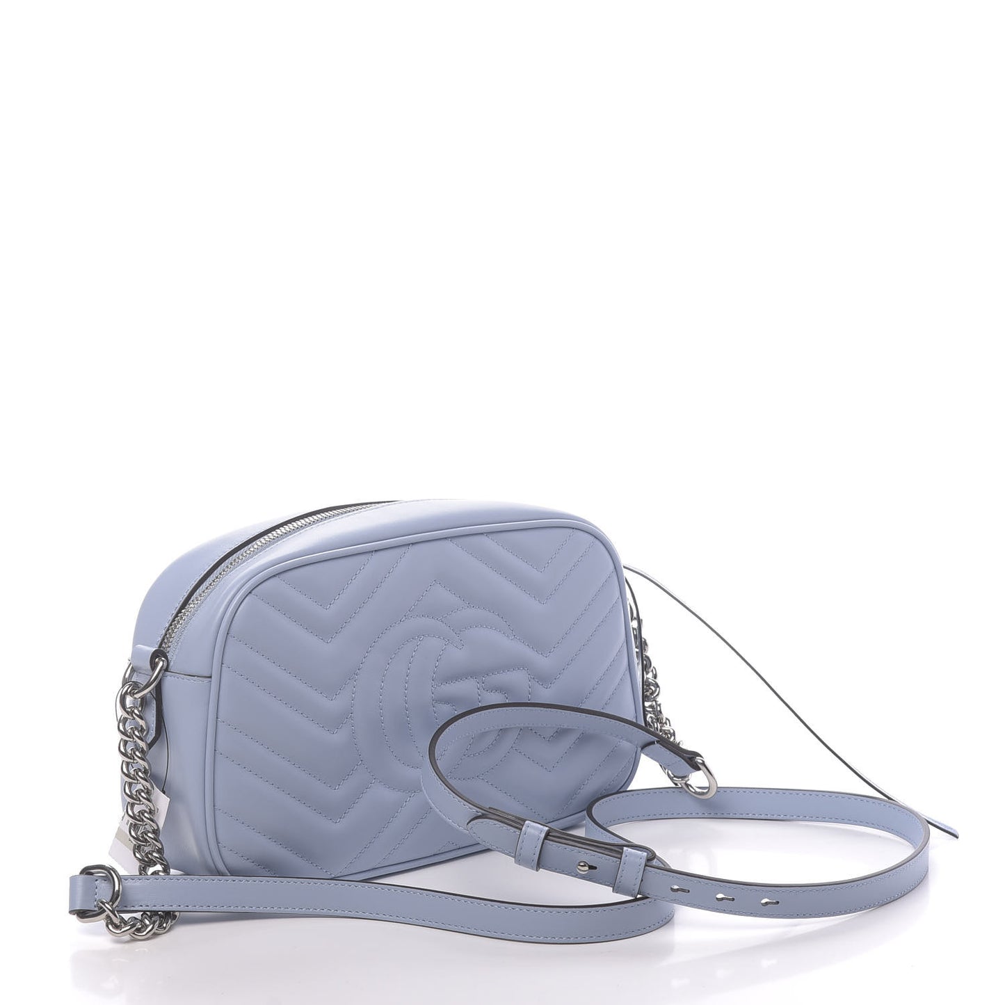 Calfskin Matelasse Small GG Marmont Chain Shoulder Bag Porcelain Light Blue