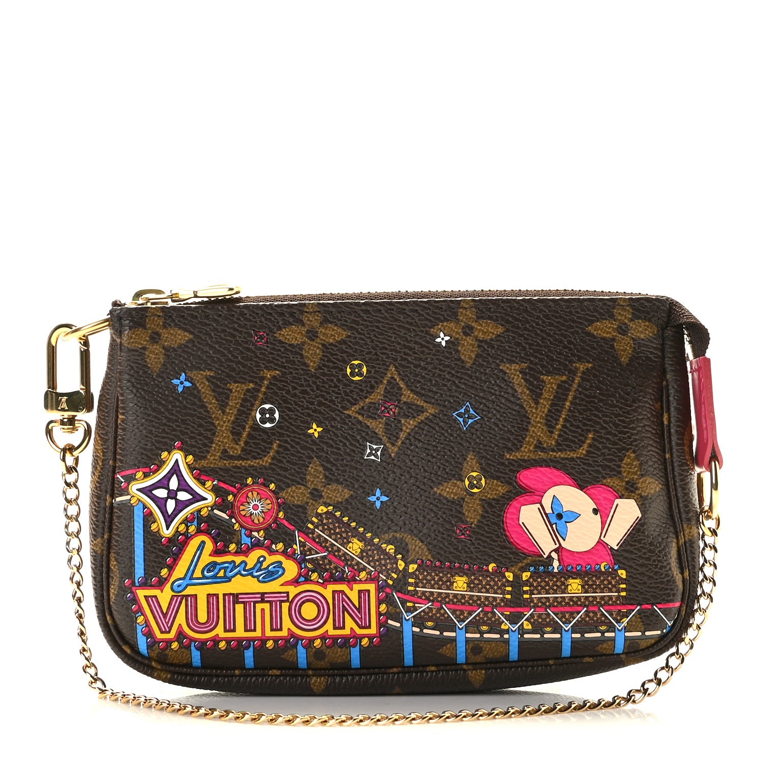 Louis Vuitton Monogram 2020 Christmas Animation Roller Coaster Mini Pochette Accessories Pivoine 1 of 8