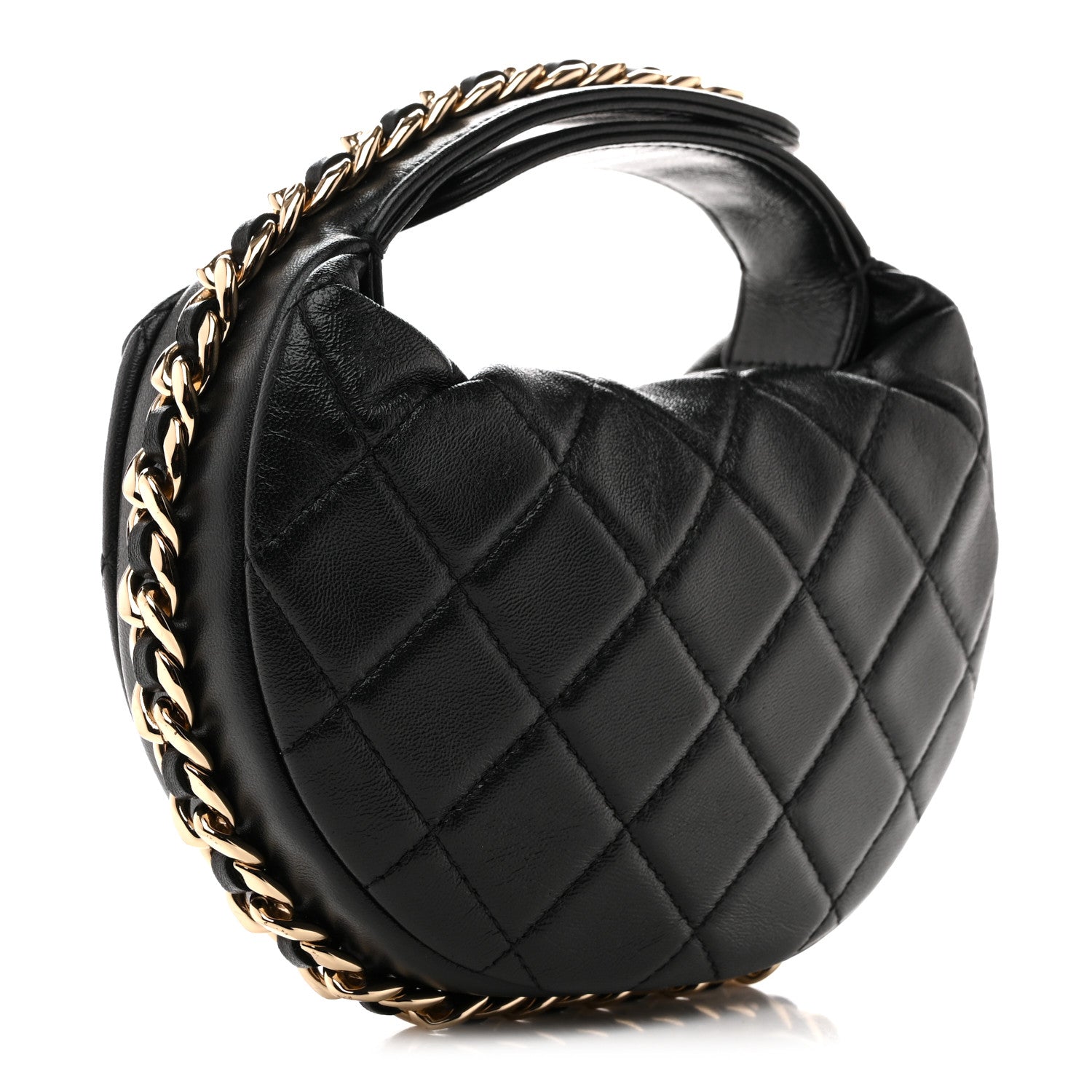 Chanel Lambskin Quilted Chain Around Pouch Hobo Black 3 of 11