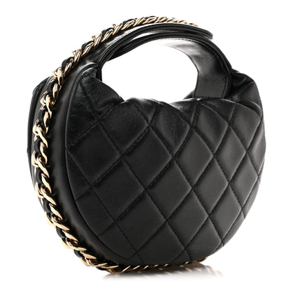 Chanel Lambskin Quilted Chain Around Pouch Hobo Black 3 of 11