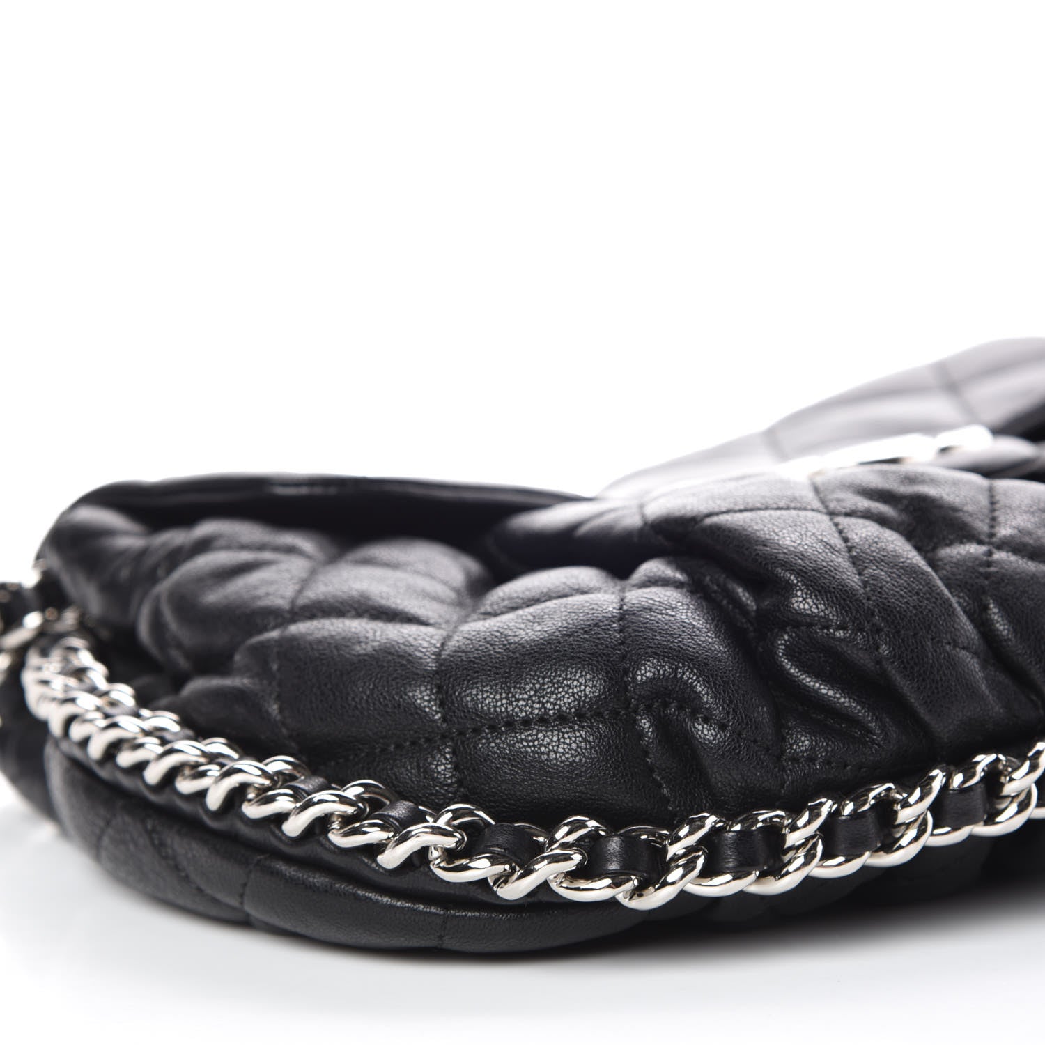 Chanel Washed Lambskin Quilted Medium Chain Around Messenger Black 8 of 12