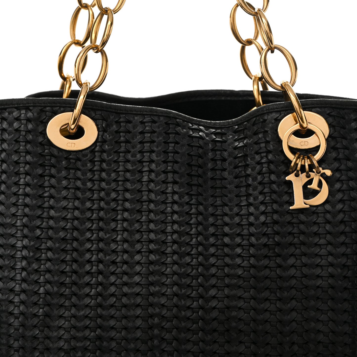 Lambskin Woven Dior Soft Shopping Tote Black