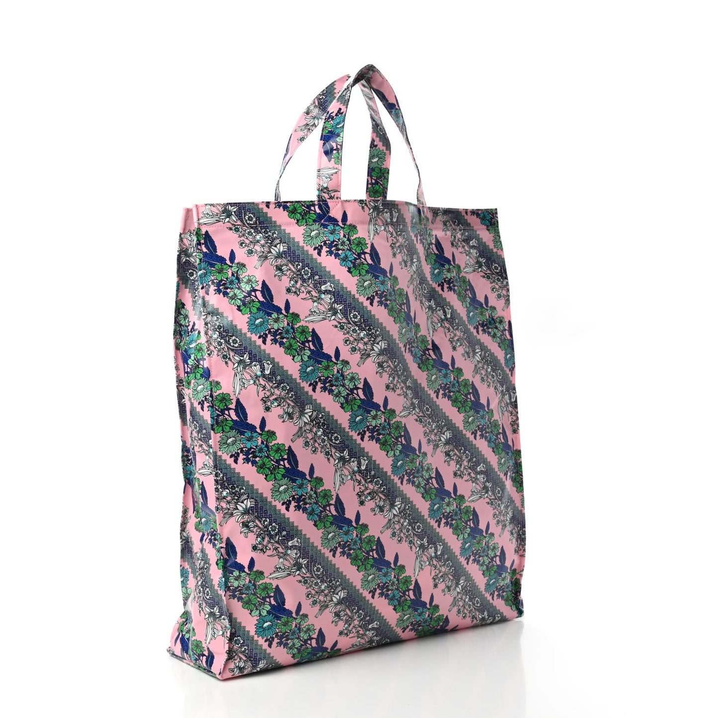 Patent Canvas Frame Logo Bouquet Print Vertical Tote Pink Daisy