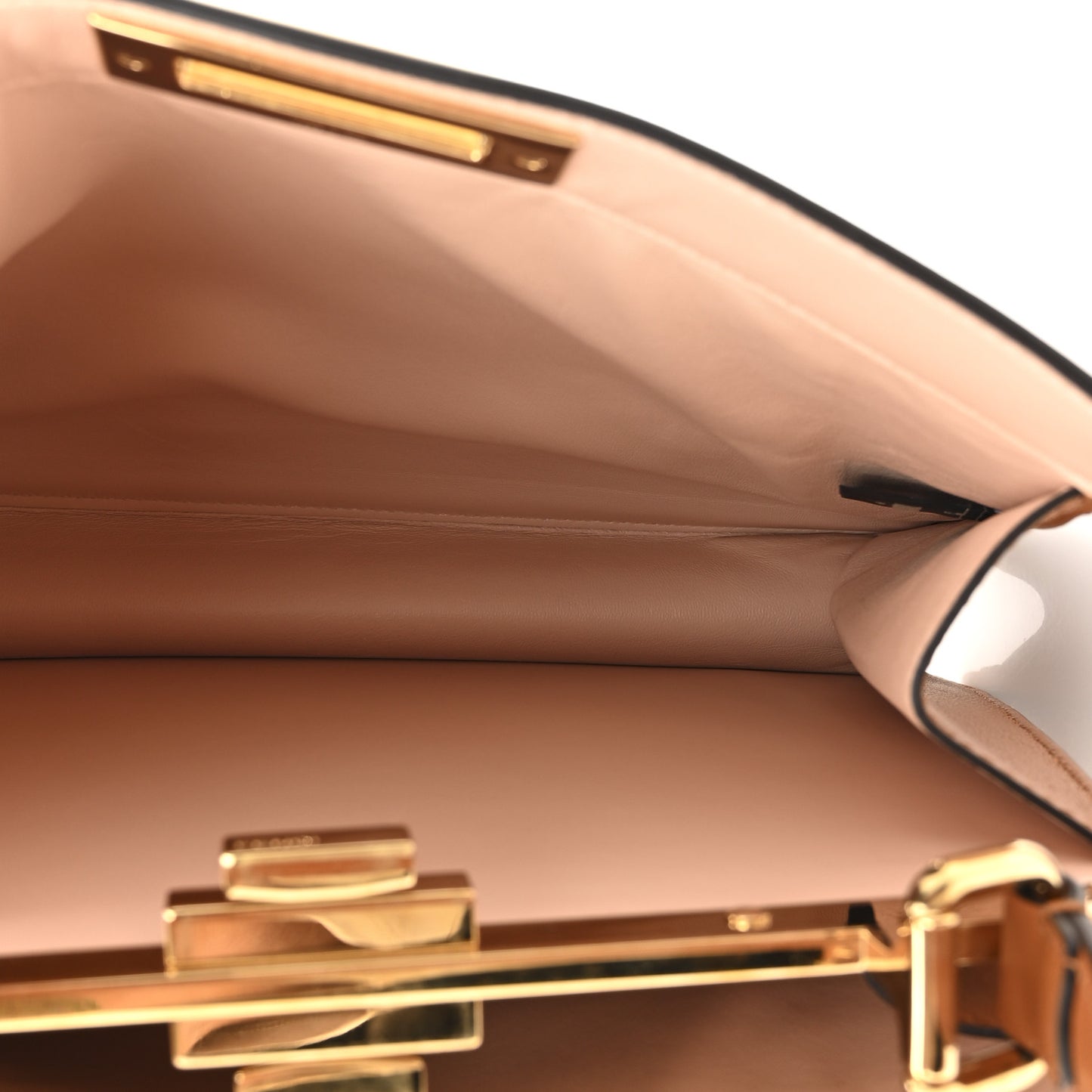Vitello Seta Shiny Nappa Medium Peekaboo I SEE U Satchel Brandy Light Rose