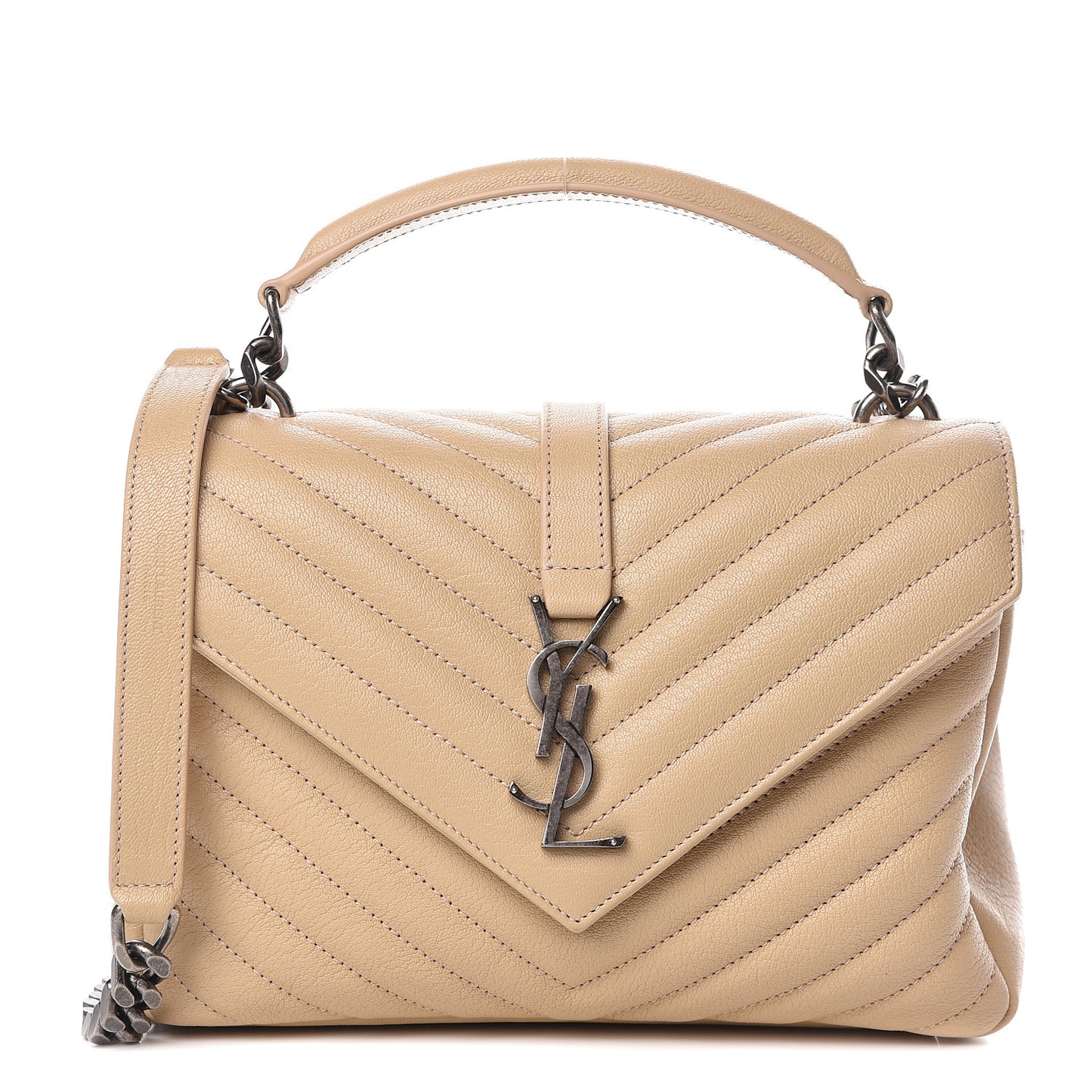 Sheepskin Matelasse Medium College Monogram Bag Beige