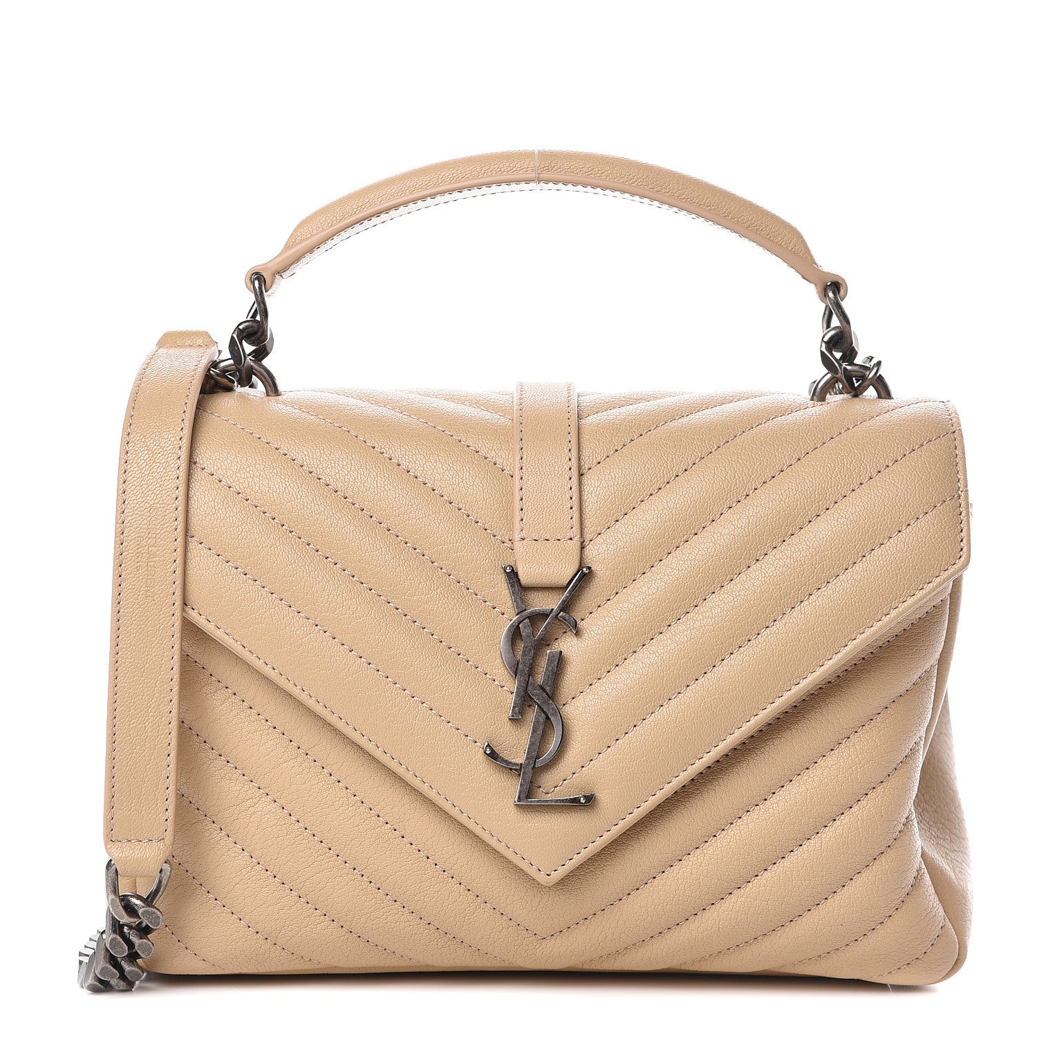 Saint Laurent Sheepskin Matelasse Medium College Monogram Bag Beige 1 of 10