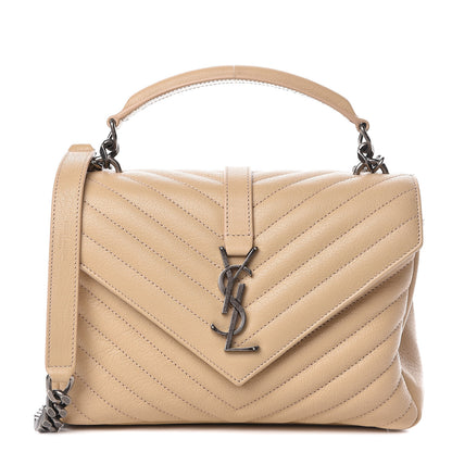 Saint Laurent Sheepskin Matelasse Medium College Monogram Bag Beige 1 of 10