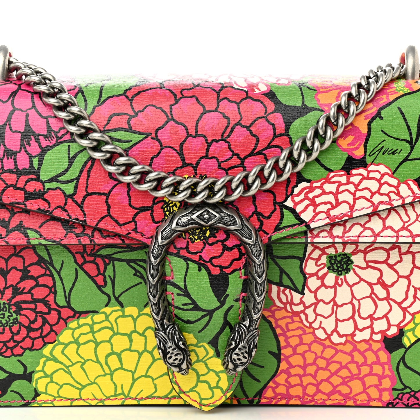 X KEN SCOTT New Shangai Calfskin Pomponica Print Small Dionysus Shoulder Bag Multicolor
