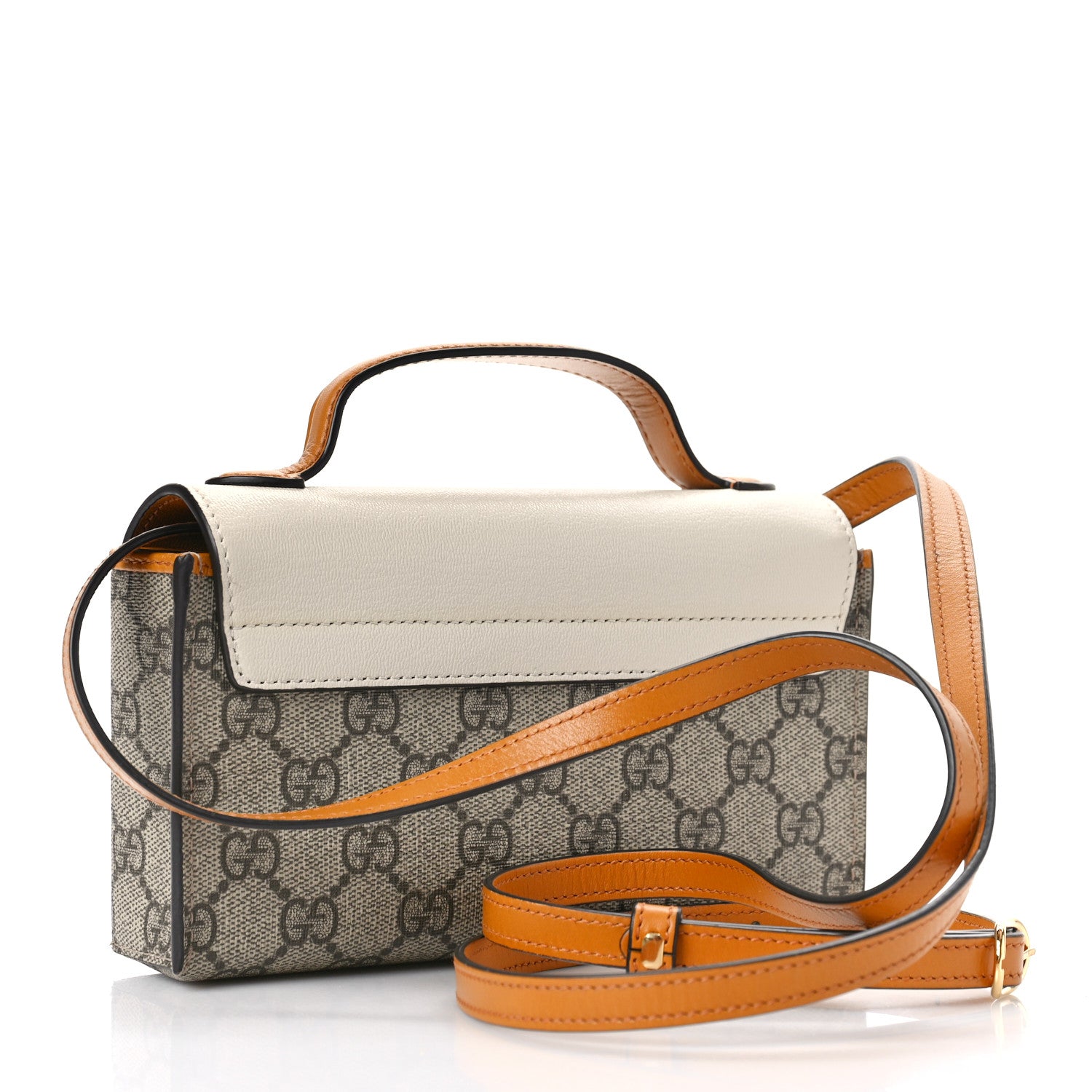Gucci GG Supreme Monogram New Sakai Calfskin Mini Padlock Top Handle Shoulder Bag Beige Ebony Mystic White Sun Oil 3 of 10
