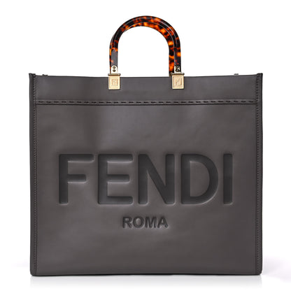 Fendi Vitello King Plexiglass Logo Embossed Large Fendi Sunshine Shopper Tote Moon 1 of 12