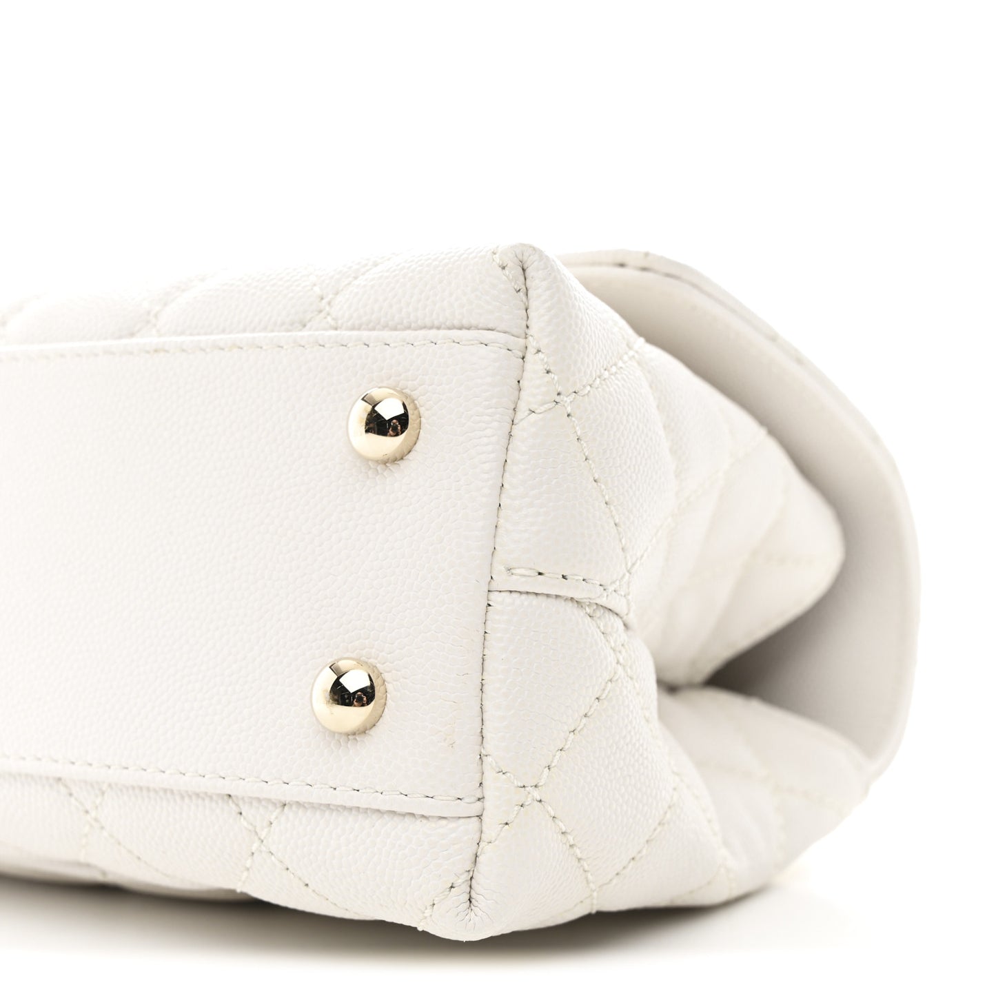 Caviar Quilted Mini Coco Handle Flap White