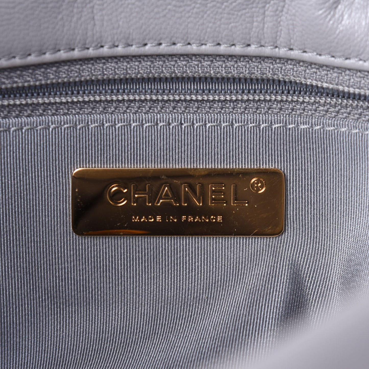 Goatskin Quilted Large Chanel 19 Flap Grey