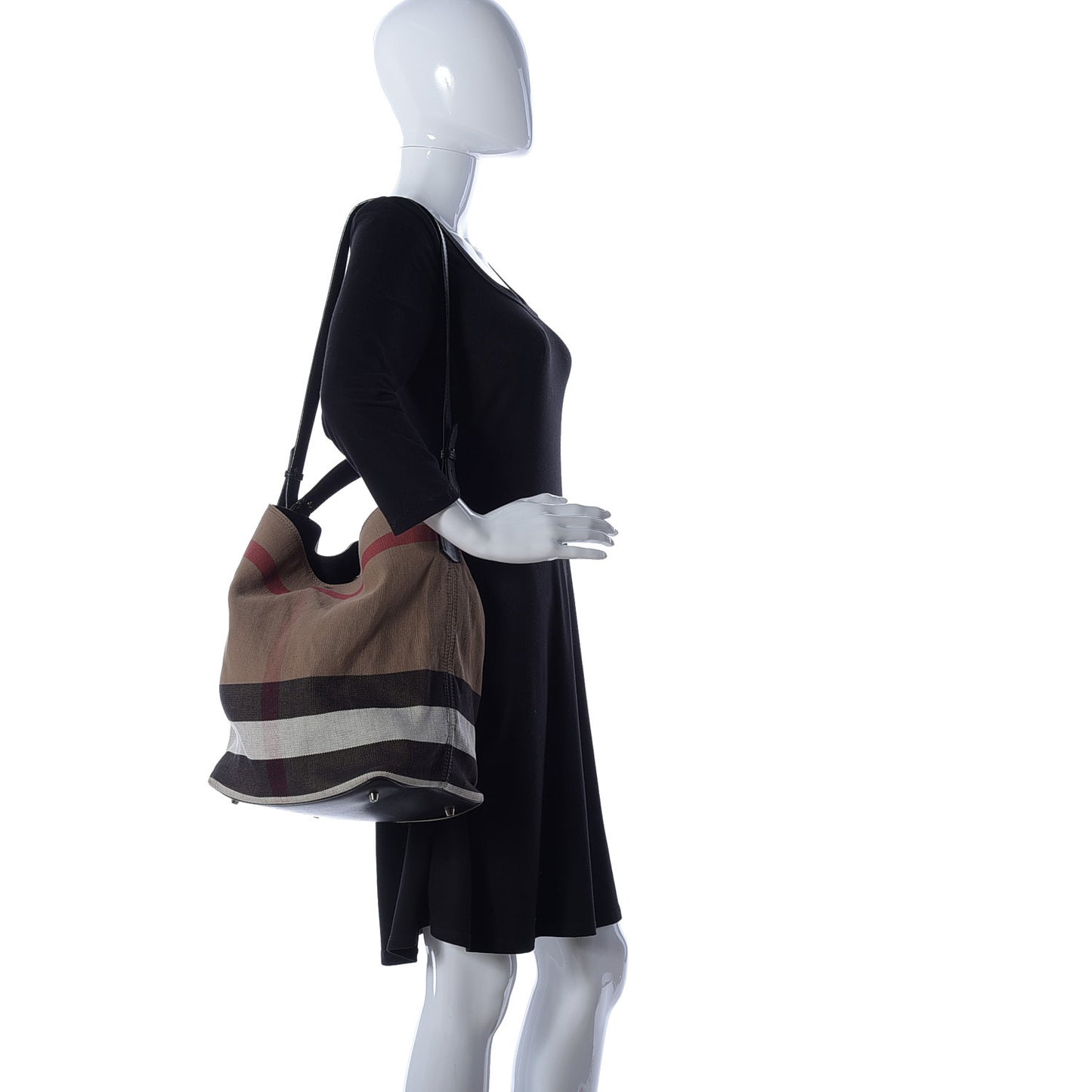 Canvas Mega Check Medium Ashby Hobo Saddle Black