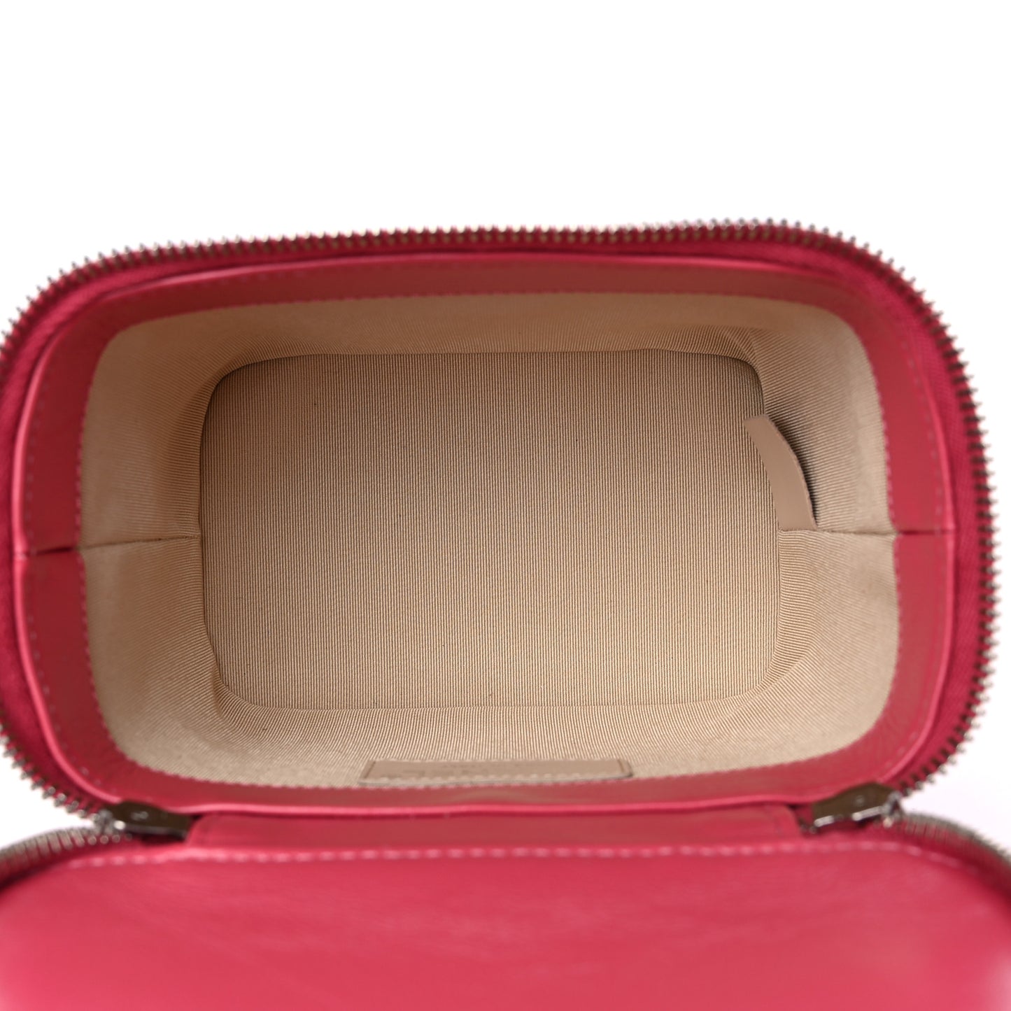 Calfskin Raffia Small Take Away Vanity Case Bag Pink Beige