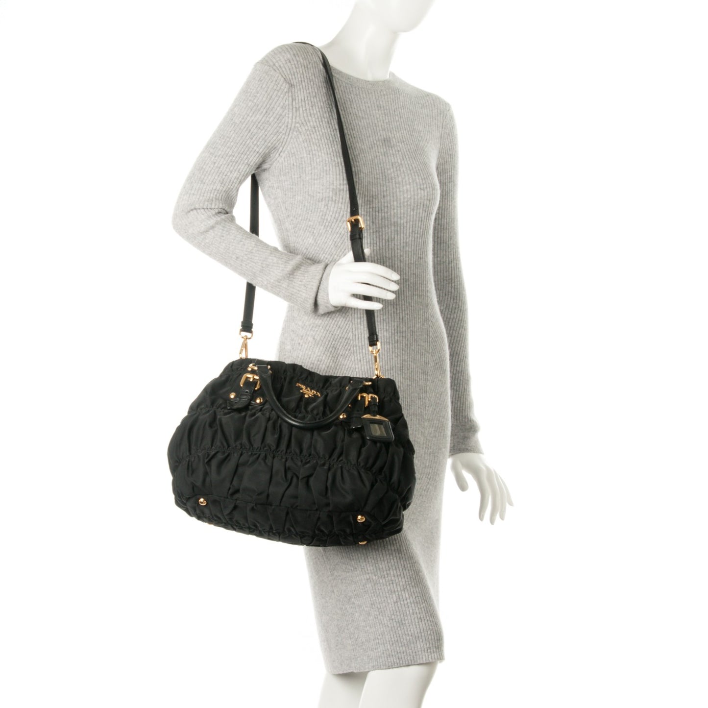 Tessuto Nylon Gaufre Tote Nero Black