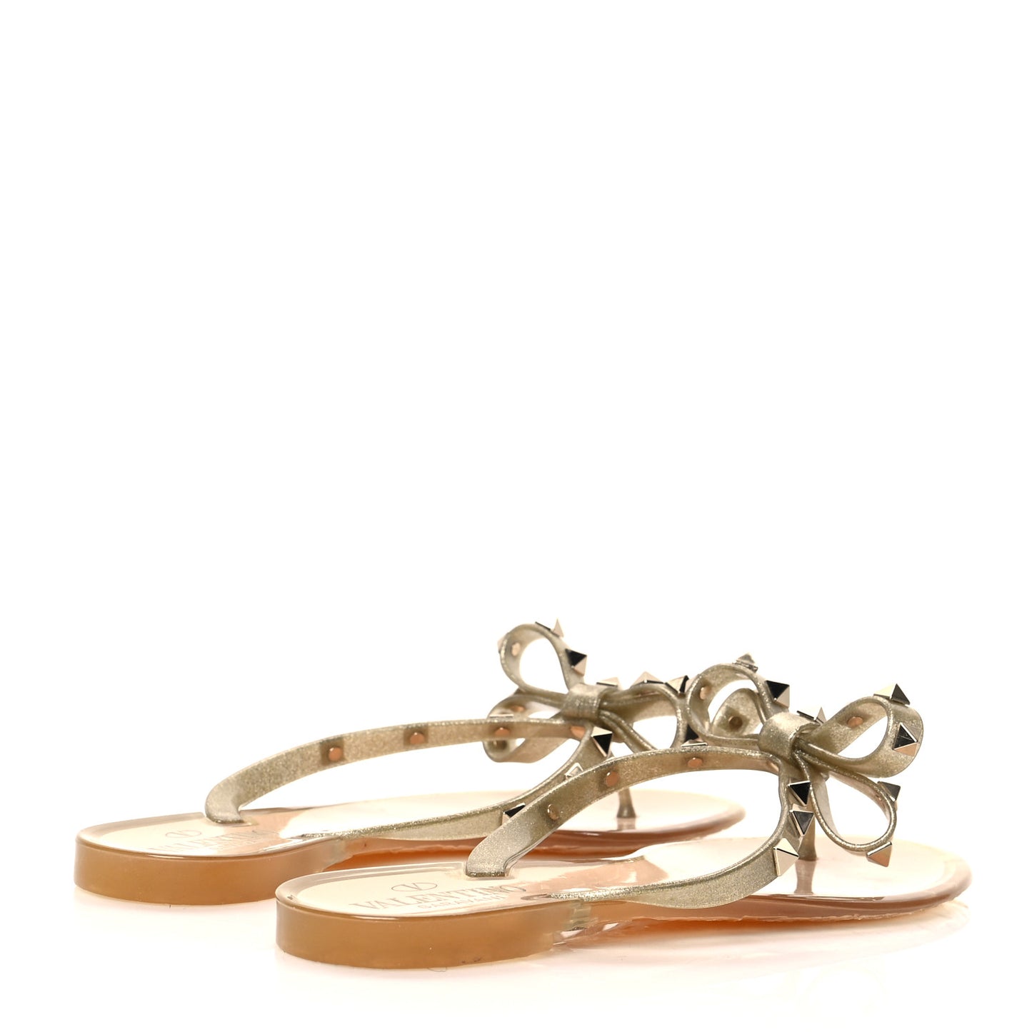 PVC Jelly Glitter Rockstud Bow Thong Sandals 38 Oro
