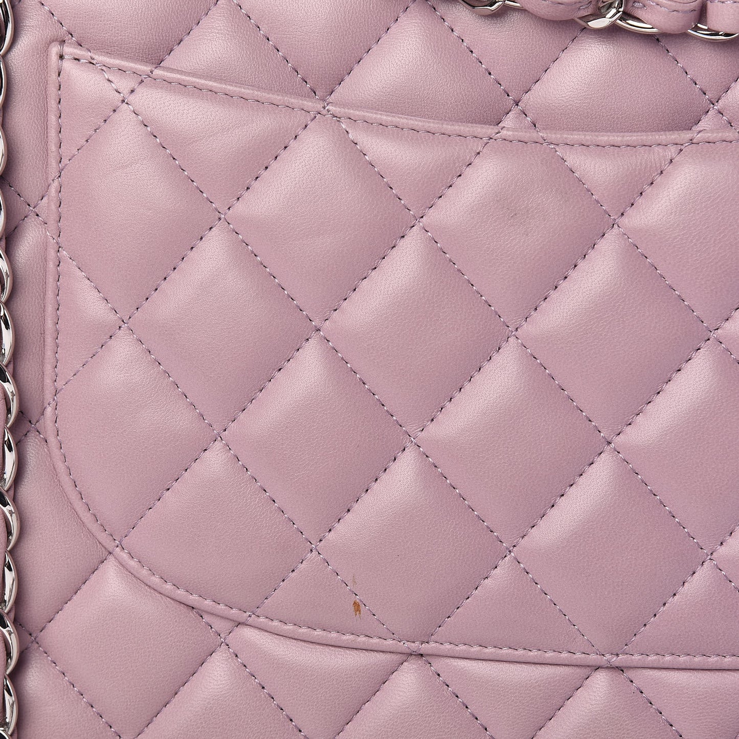 Lambskin Quilted Jumbo Double Flap Light Purple