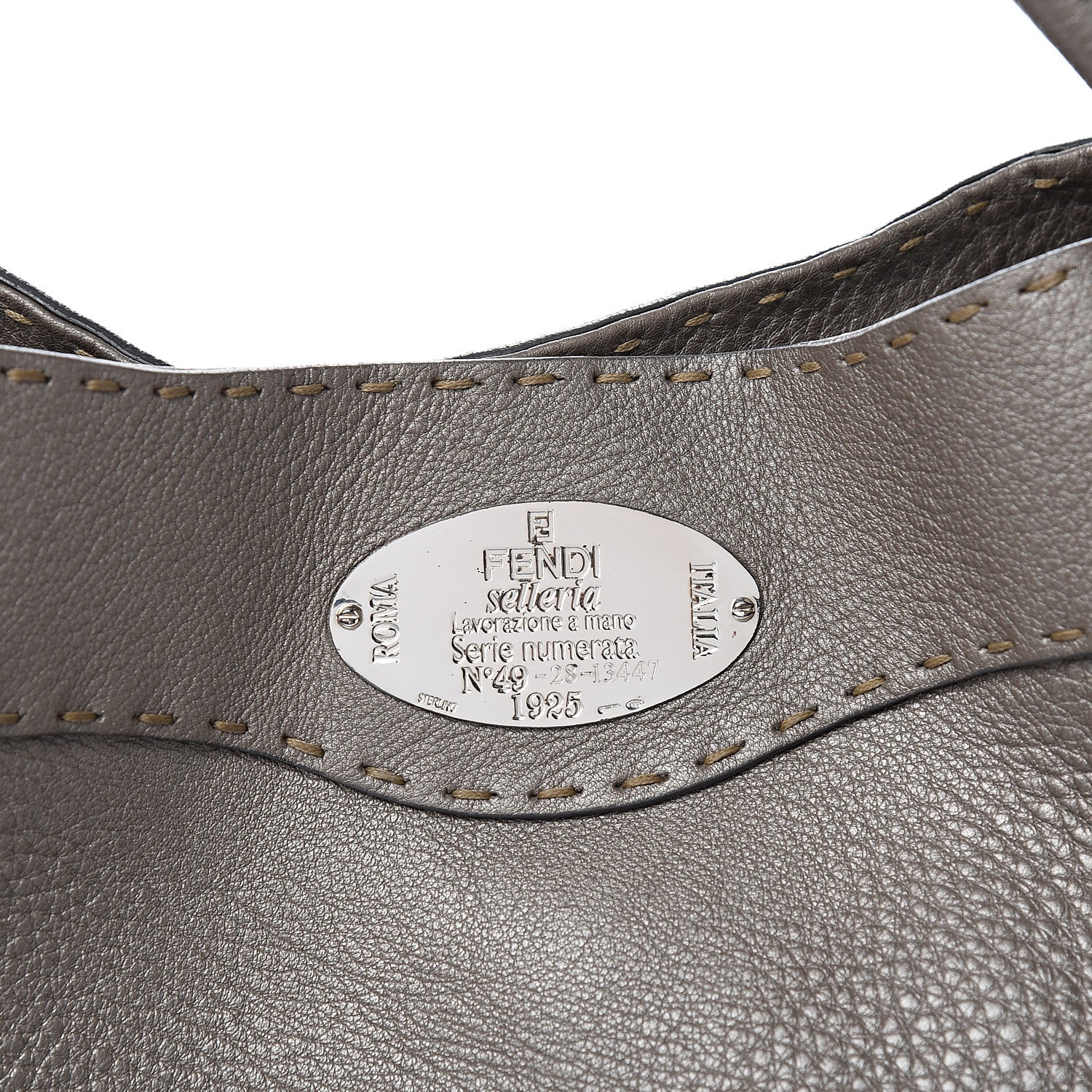 Fendi Cuoio Romano Selleria Small Bucket Peltro 9 of 11