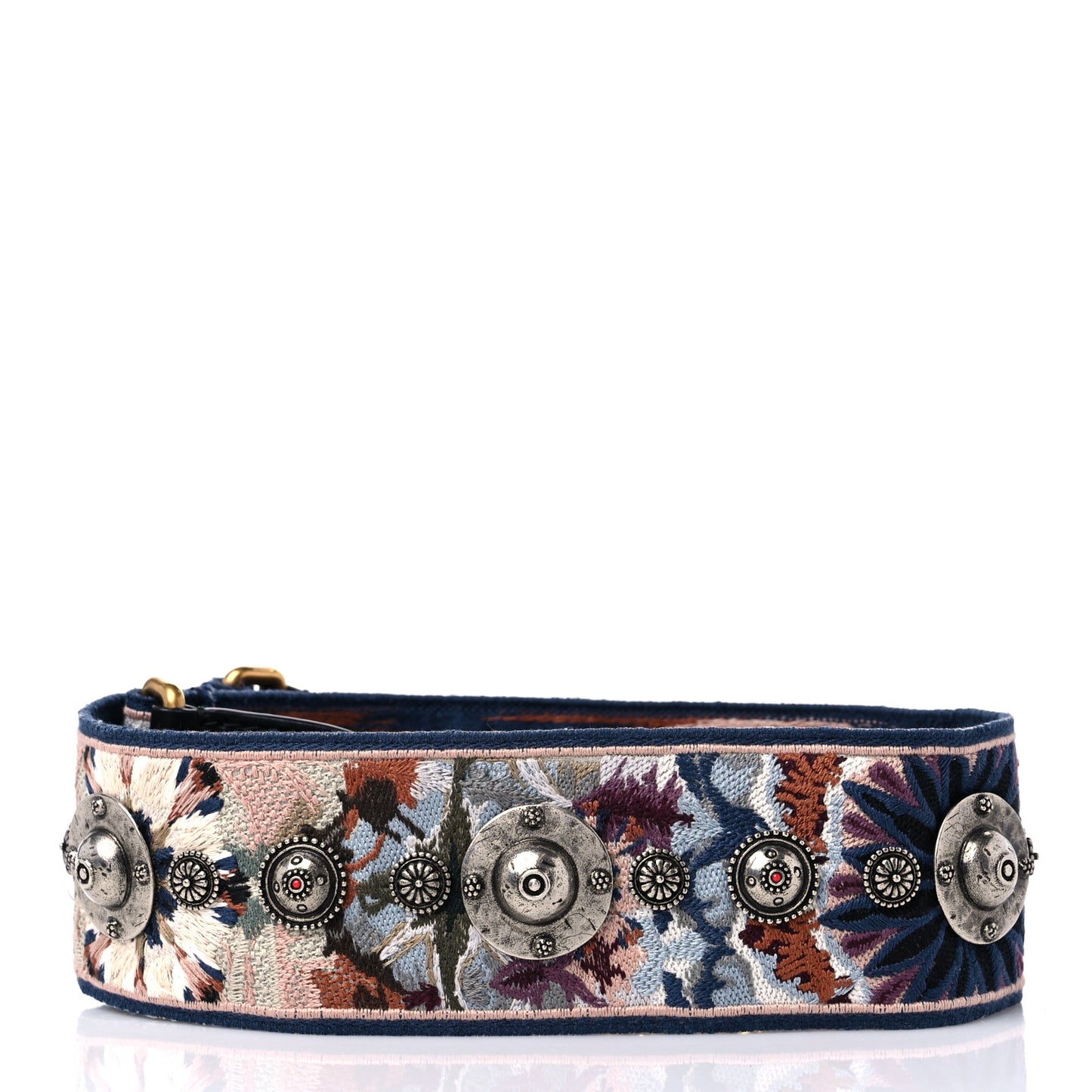 Canvas Embroidered Studded KaleiDiorscopic Shoulder Strap Multicolor