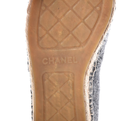 Chanel Tweed Velvet CC Espadrilles 37 Grey Black 10 of 15