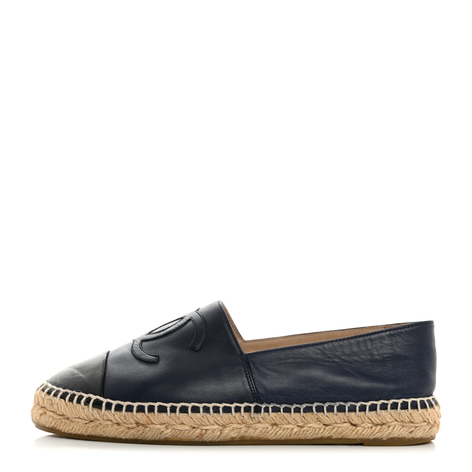 Chanel Lambskin CC Espadrilles 38 Navy Black 1 of 8