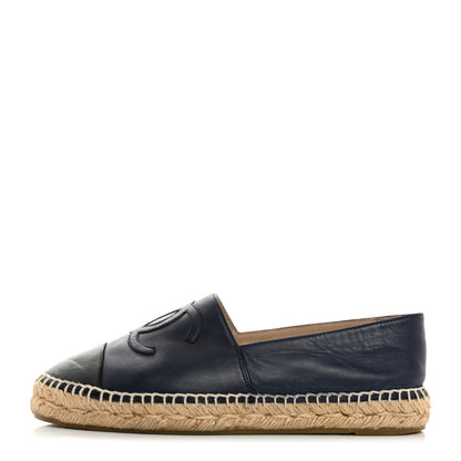 Chanel Lambskin CC Espadrilles 38 Navy Black 1 of 8