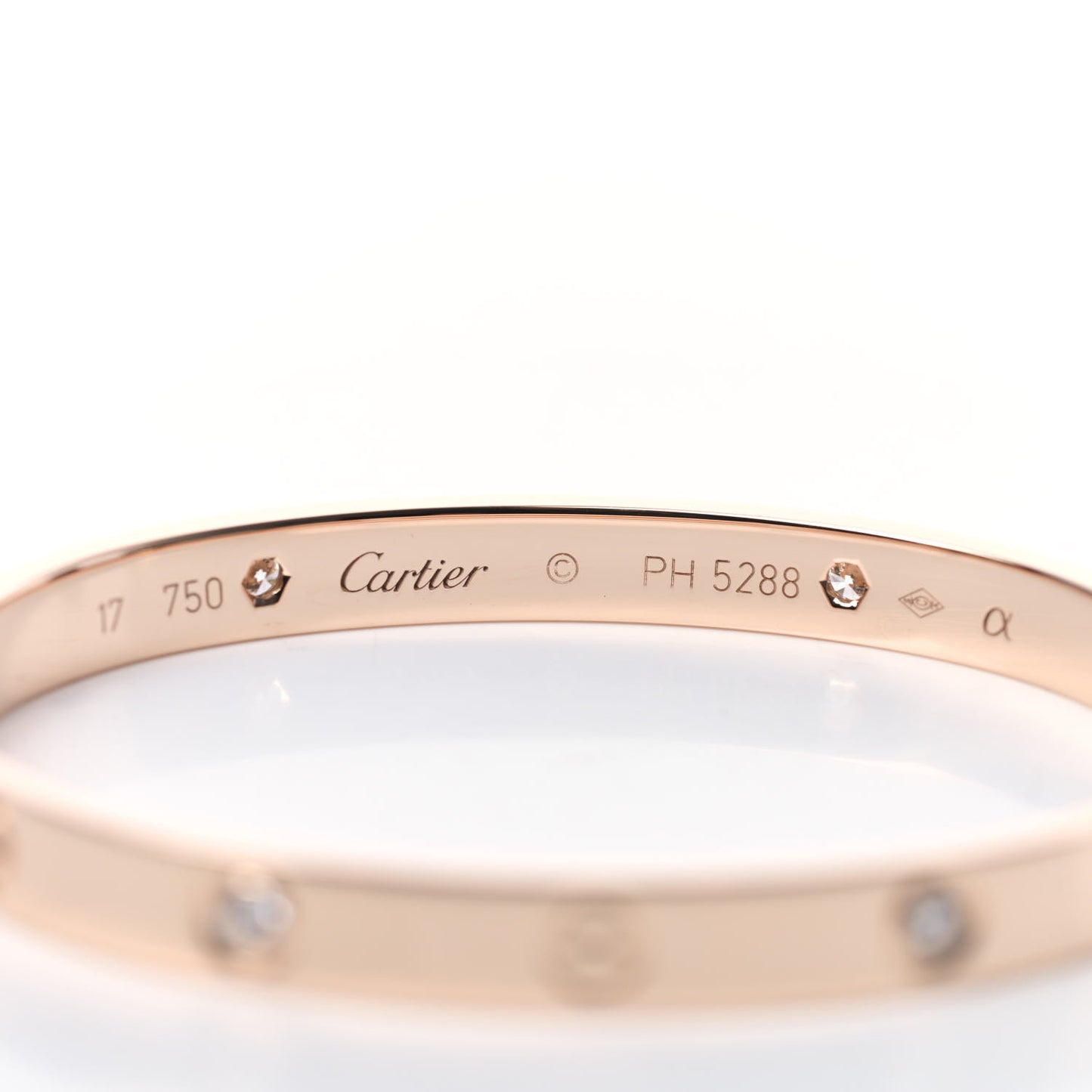 18K Pink Gold 4 Diamond LOVE Bracelet 17