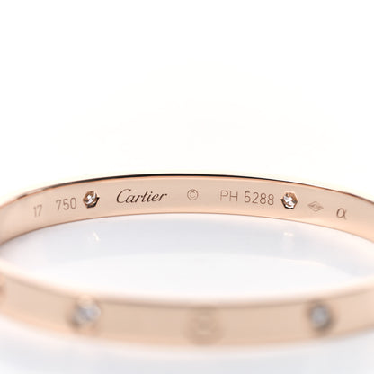 Cartier 18K Pink Gold 4 Diamond LOVE Bracelet 17 4 of 5