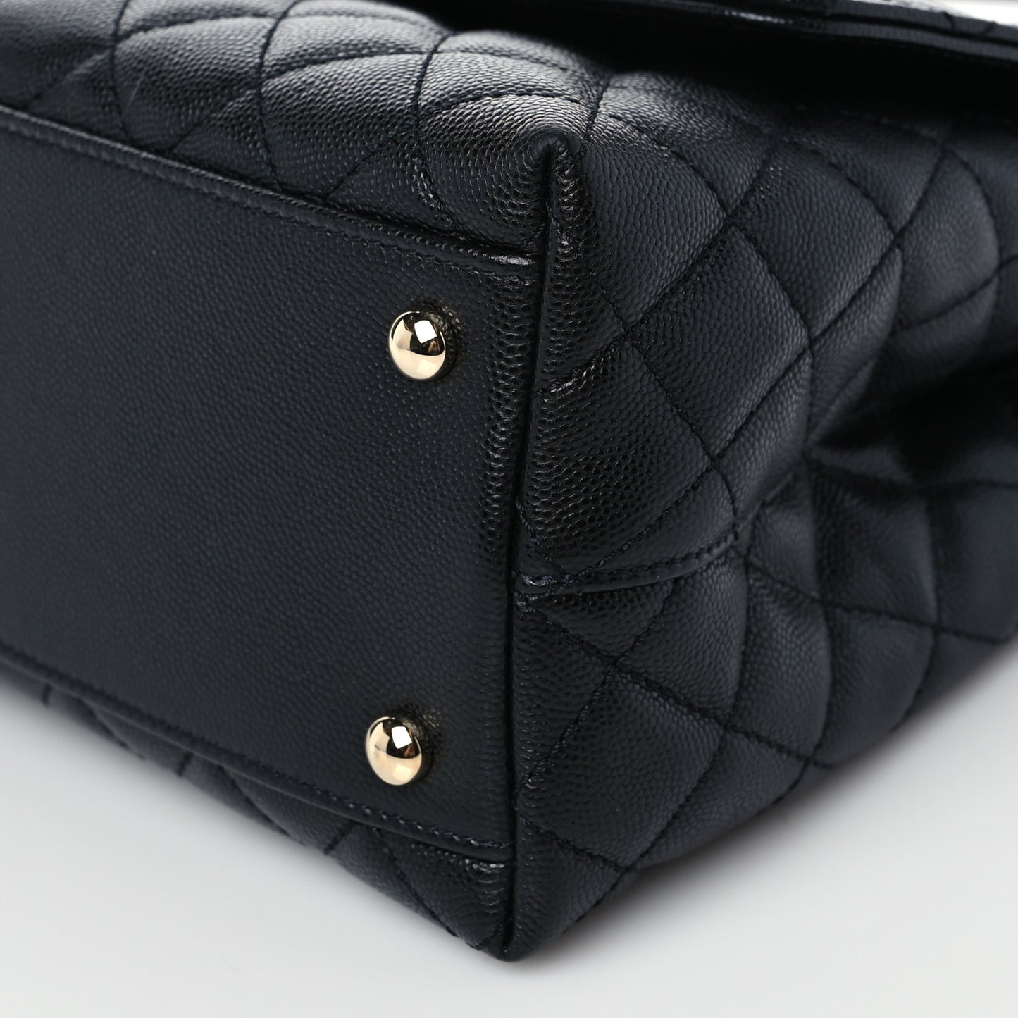 Caviar Quilted Small Coco Handle Flap Black