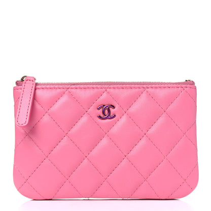 Chanel Lambskin Quilted Small Zipped Pouch Pink Yellow 1 of 4